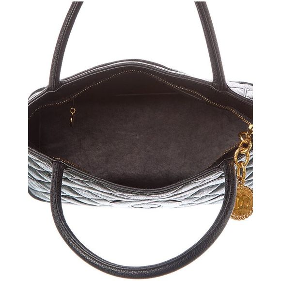 Chanel Black Quilted Caviar Leather Medallion Tote (Authentic Pre-Owned) - Picture 4 of 5